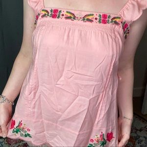 Juicy Couture Pink Embroidered Peasant Top